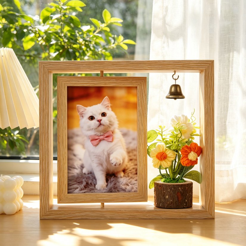 MDF Picture Frames Double-sided rotating pet photo frame